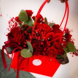 Raudonas rankinukas su širdele